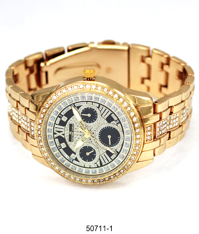 Elegant 5071 Metal Band Watch with sparkling stone bezel and lightweight design, perfect for ladies.