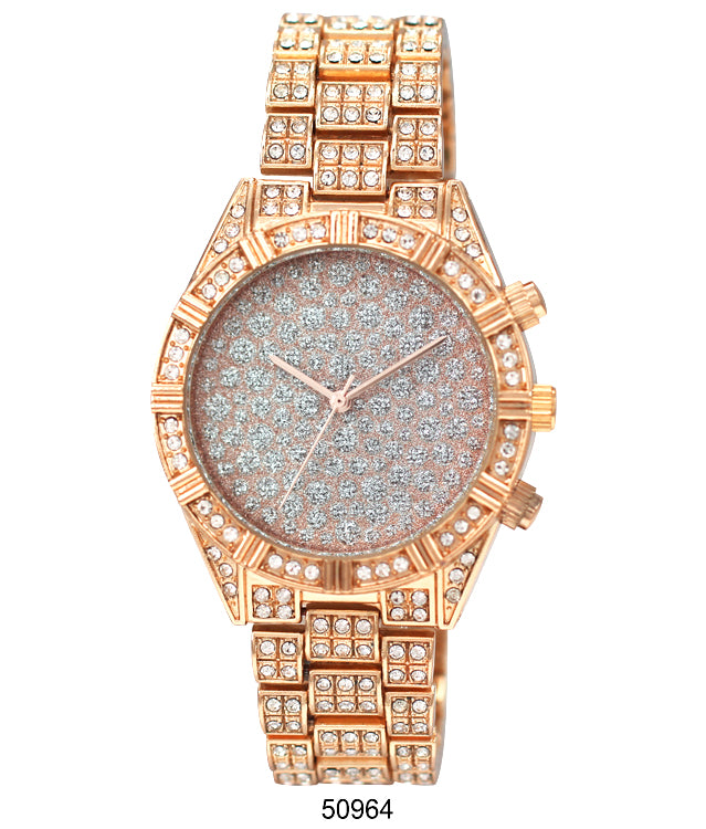 Elegant 5096 Metal Band Watch with slim design and large dial, perfect for ladies.