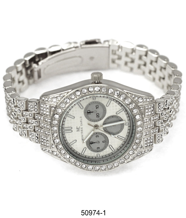 Elegant 5097 Metal Band Watch with sparkling dial and slim metal band, perfect for stylish women.