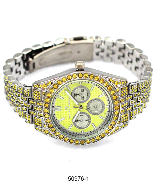 Elegant 5097 Metal Band Watch with sparkling dial and slim metal band, perfect for stylish women.