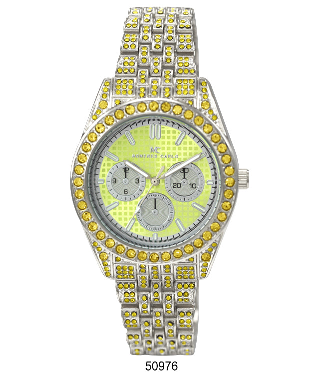 Elegant 5097 Metal Band Watch with sparkling dial and slim metal band, perfect for stylish women.