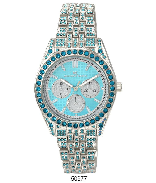 Elegant 5097 Metal Band Watch with sparkling dial and slim metal band, perfect for stylish women.