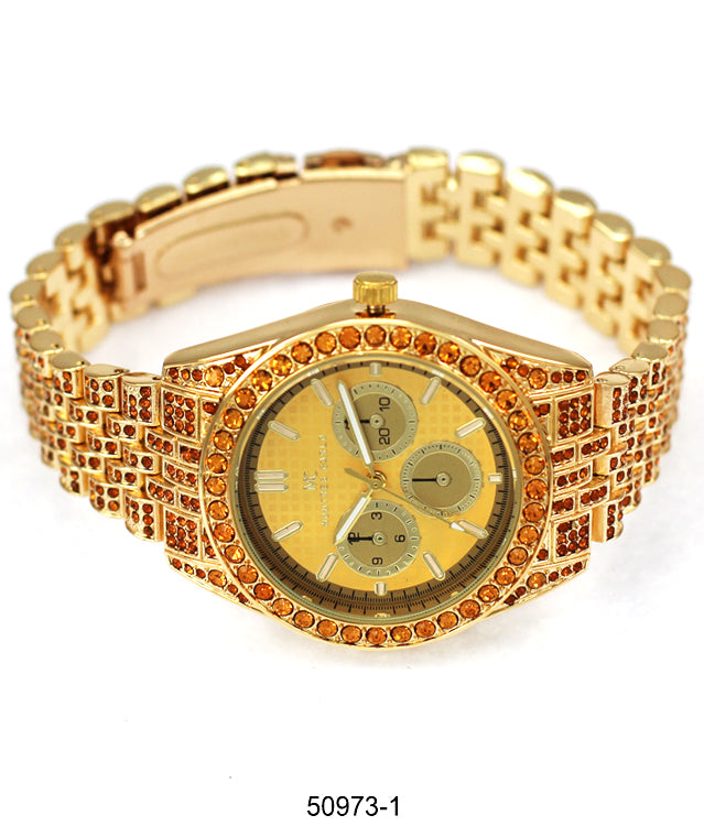 Elegant 5097 Metal Band Watch with sparkling dial and slim metal band, perfect for stylish women.