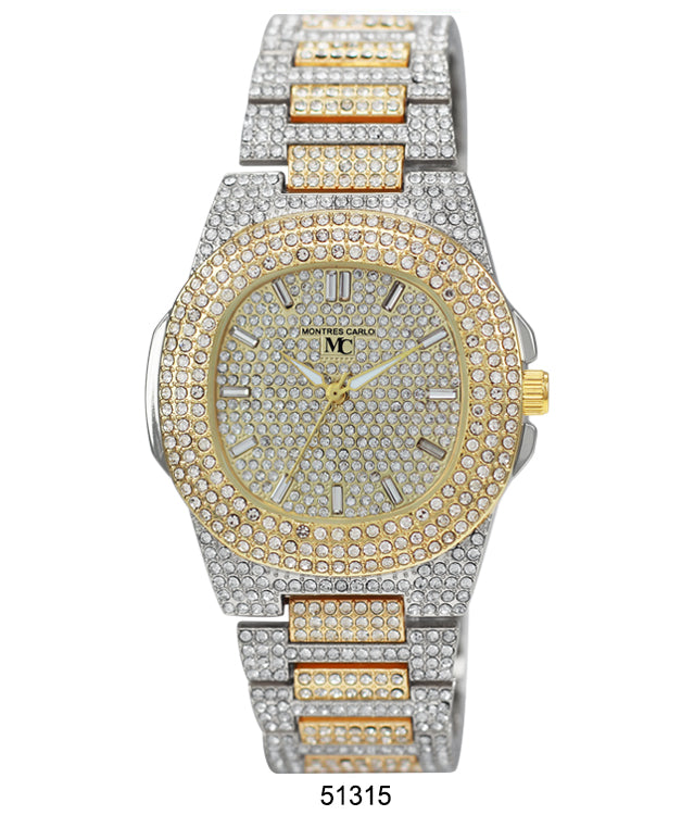 Elegant 5131 Metal Band Watch with 1400 hand-set stones and slim design, showcasing a luxurious IP plated metal finish.