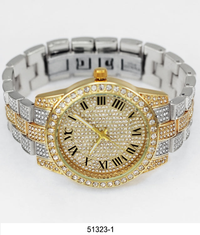 Elegant 5132 Metal Band Watch with 1,400 hand-set stones and slim design, showcasing a polished IP plated metal finish.