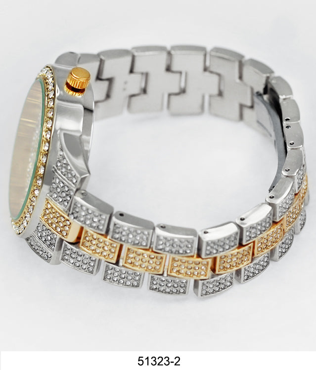 Elegant 5132 Metal Band Watch with 1,400 hand-set stones and slim design, showcasing a polished IP plated metal finish.