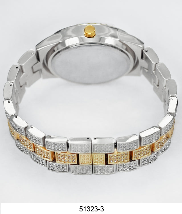 Elegant 5132 Metal Band Watch with 1,400 hand-set stones and slim design, showcasing a polished IP plated metal finish.