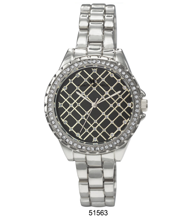 Elegant 5156 Metal Band Watch with sparkling stone bezel and lightweight design, perfect for stylish women.