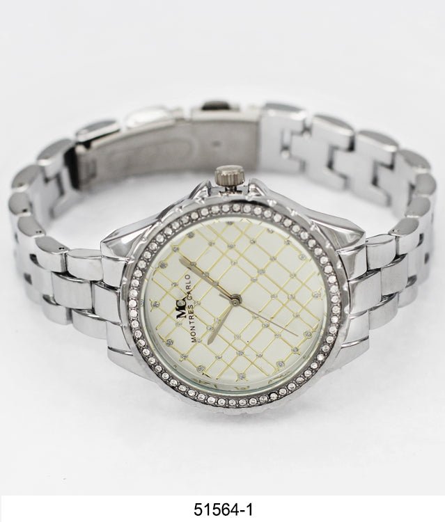 Elegant 5156 Metal Band Watch with sparkling stone bezel and lightweight design, perfect for stylish women.