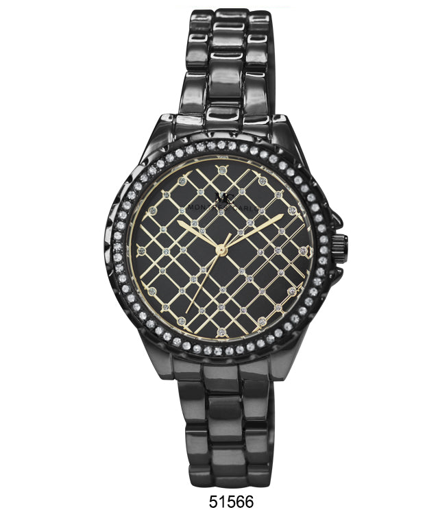 Elegant 5156 Metal Band Watch with sparkling stone bezel and lightweight design, perfect for stylish women.