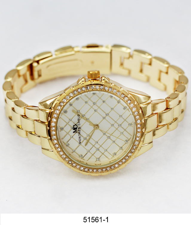 Elegant 5156 Metal Band Watch with sparkling stone bezel and lightweight design, perfect for stylish women.