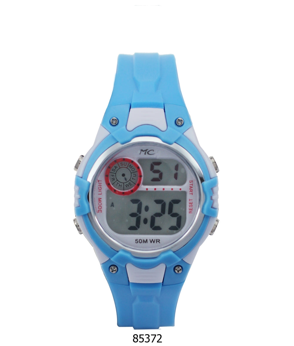 Montres Carlo 8537 Digital Watch with rubber band and plastic case, featuring a multi-functional digital display.