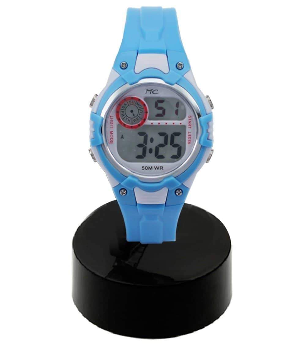 Montres Carlo 8537 Digital Watch with rubber band and plastic case, featuring a multi-functional digital display.