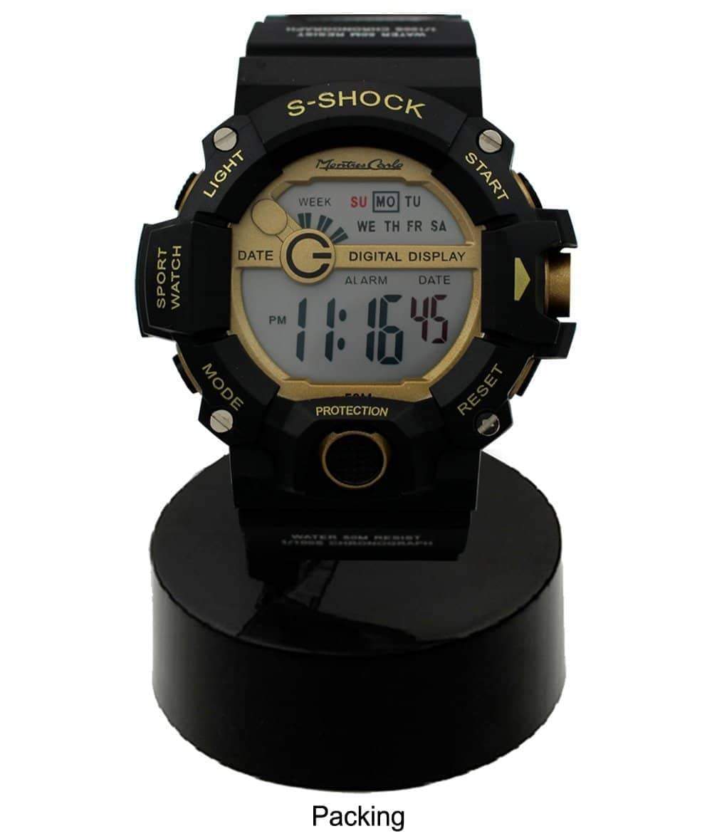 Montres Carlo 8563 Digital Watch with rubber band and plastic case, featuring a digital display and various functionalities.