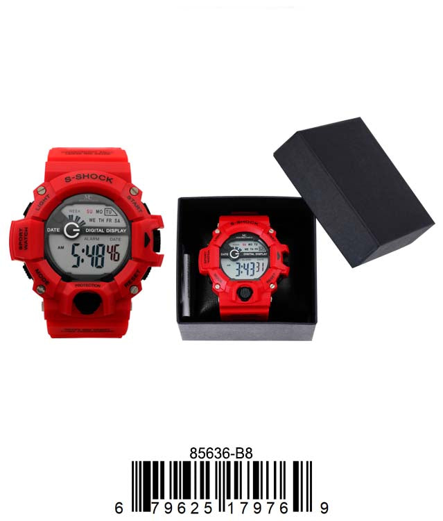 Montres Carlo 8563 Digital Watch with rubber band and plastic case, featuring a digital display and various functionalities.