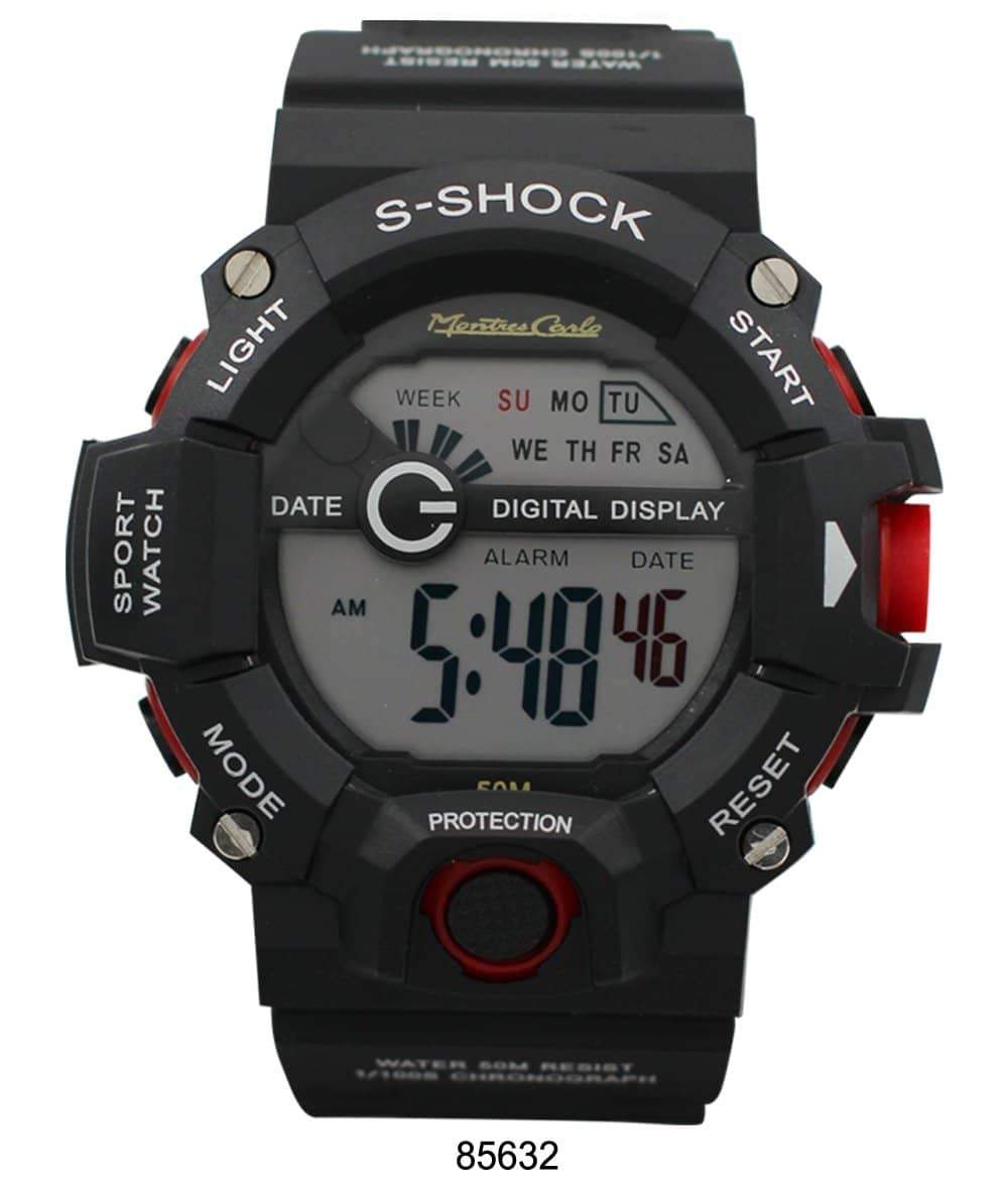 Montres Carlo 8563 Digital Watch with rubber band and plastic case, featuring a digital display and various functionalities.