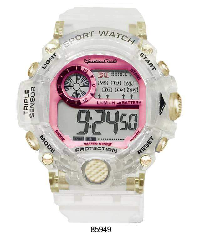 8594 Transparent Digital Watch with a sleek design, featuring a digital display and transparent case and band.