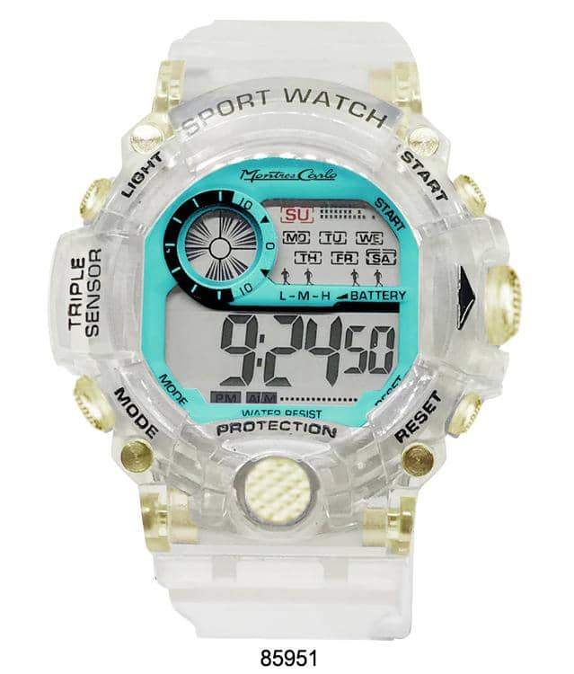 8594 Transparent Digital Watch with a sleek design, featuring a digital display and transparent case and band.