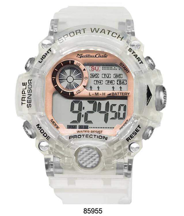 8594 Transparent Digital Watch with a sleek design, featuring a digital display and transparent case and band.