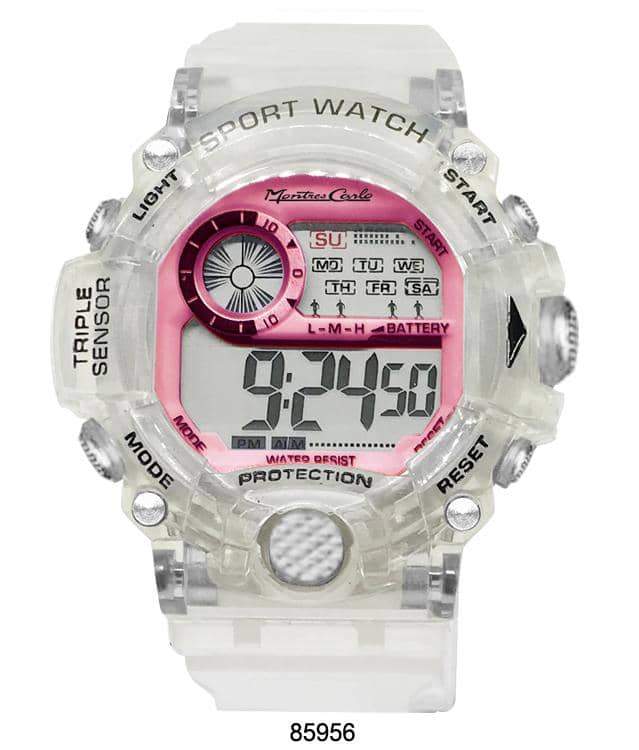 8594 Transparent Digital Watch with a sleek design, featuring a digital display and transparent case and band.