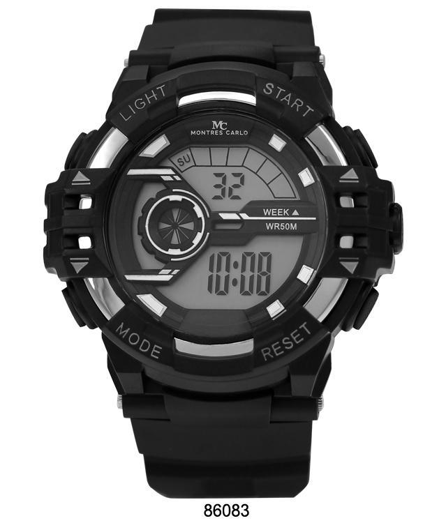 8608 Digital Watch with multi-functional features, showcasing a sleek digital display and rubber band.