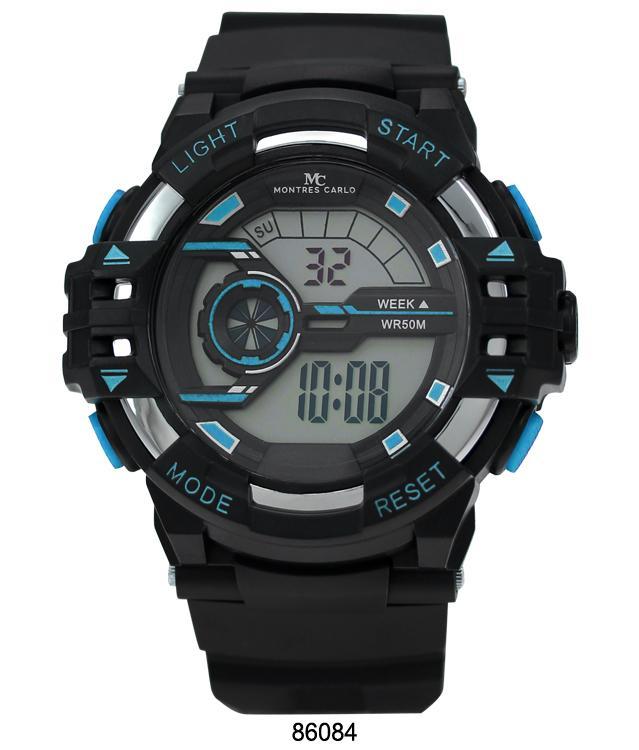 8608 Digital Watch with multi-functional features, showcasing a sleek digital display and rubber band.