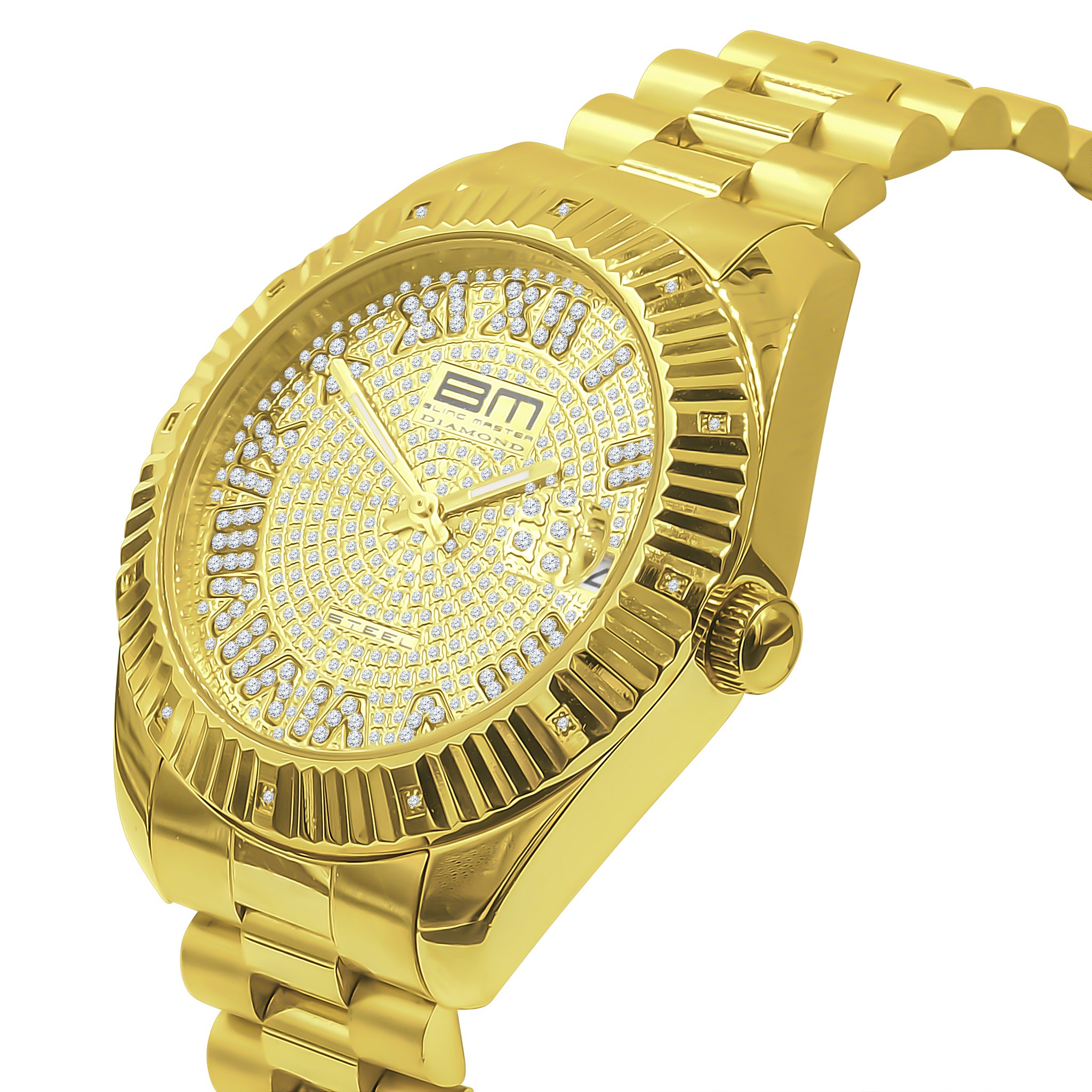 ADMIRALTY DIAMOND WATCH featuring gold color, 12 diamonds, and adjustable stainless steel links.