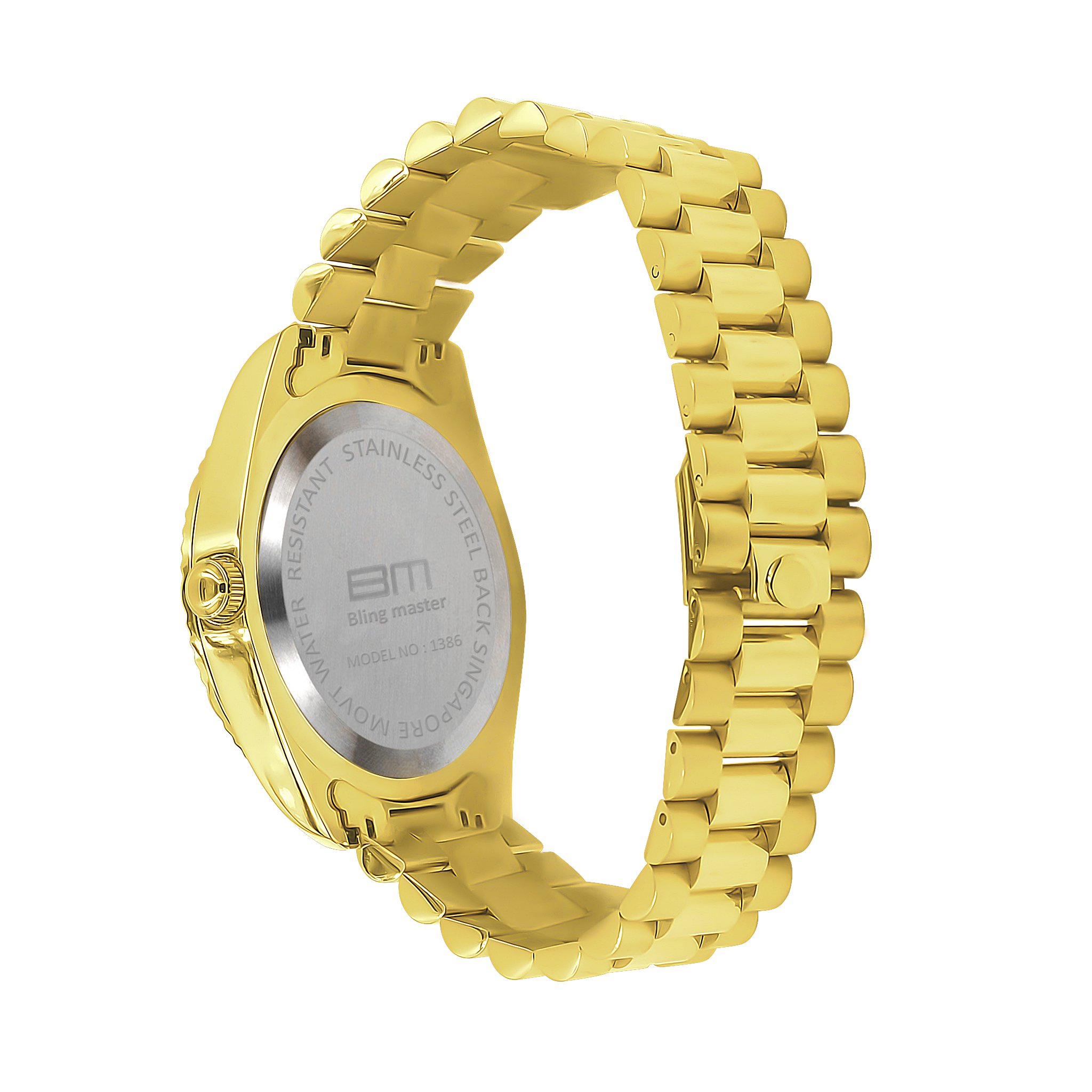 ADMIRALTY DIAMOND WATCH featuring gold color, 12 diamonds, and adjustable stainless steel links.