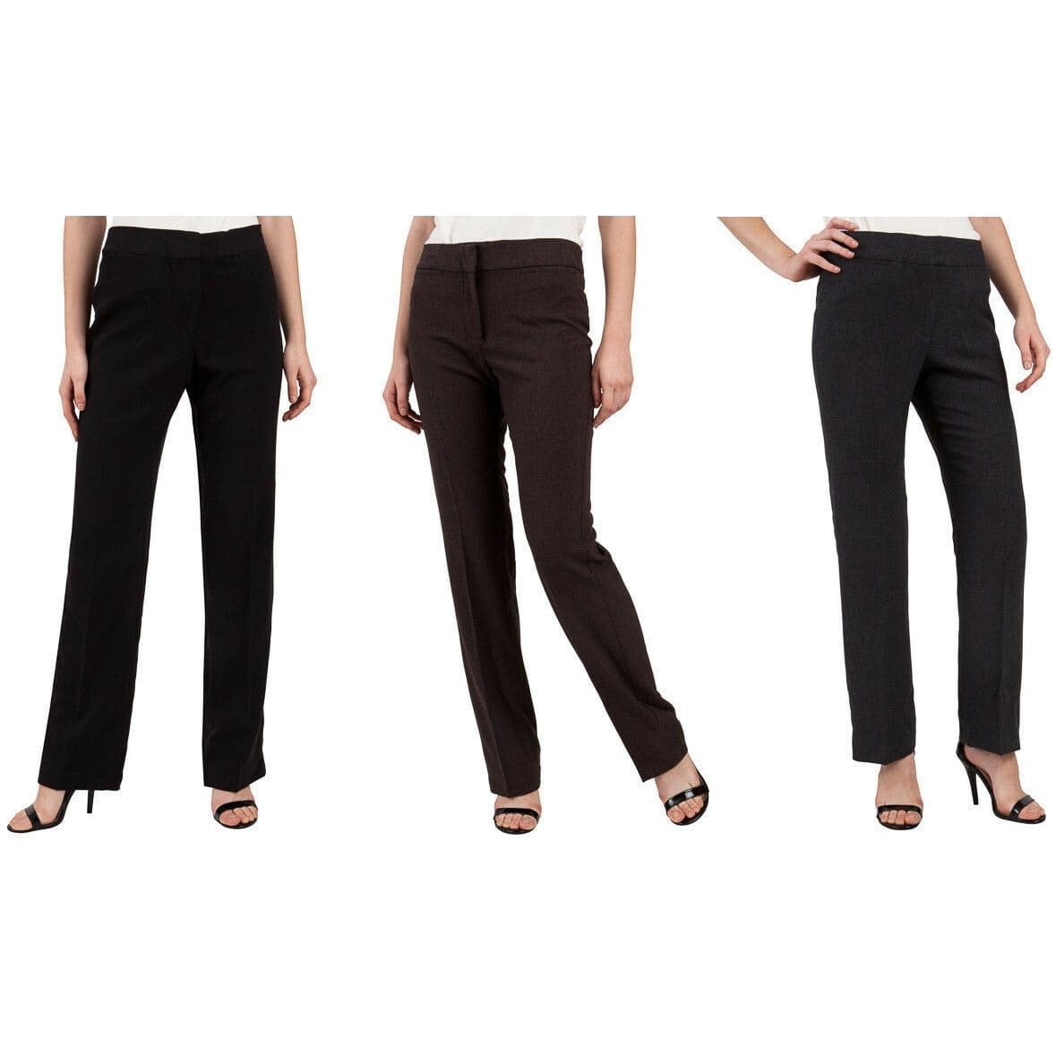 Adrienne Vittadini Women's Dress Pants in Black, showcasing a slim fit and full-length design, perfect for professional settings.