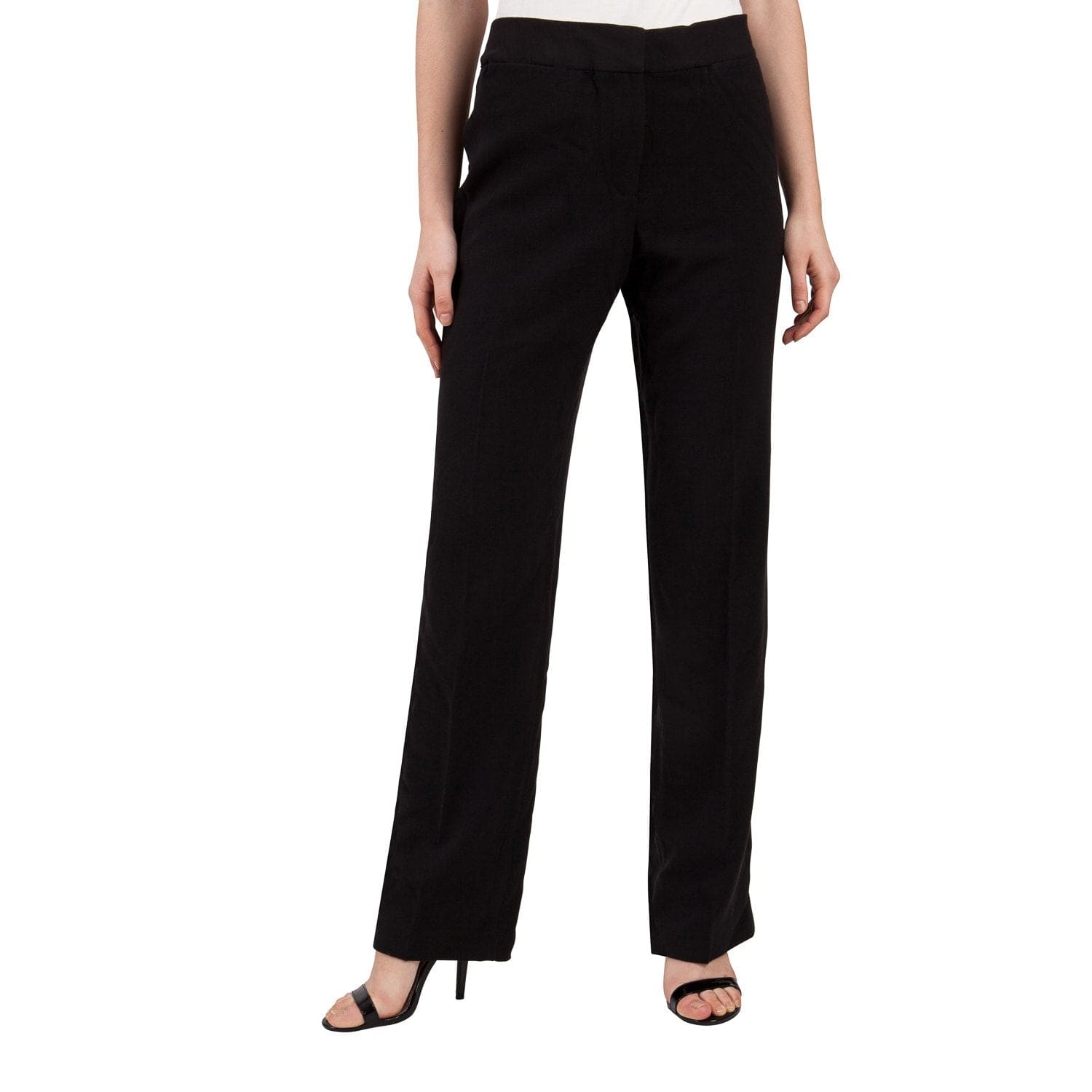 Adrienne Vittadini Women's Dress Pants in Black, showcasing a slim fit and full-length design, perfect for professional settings.