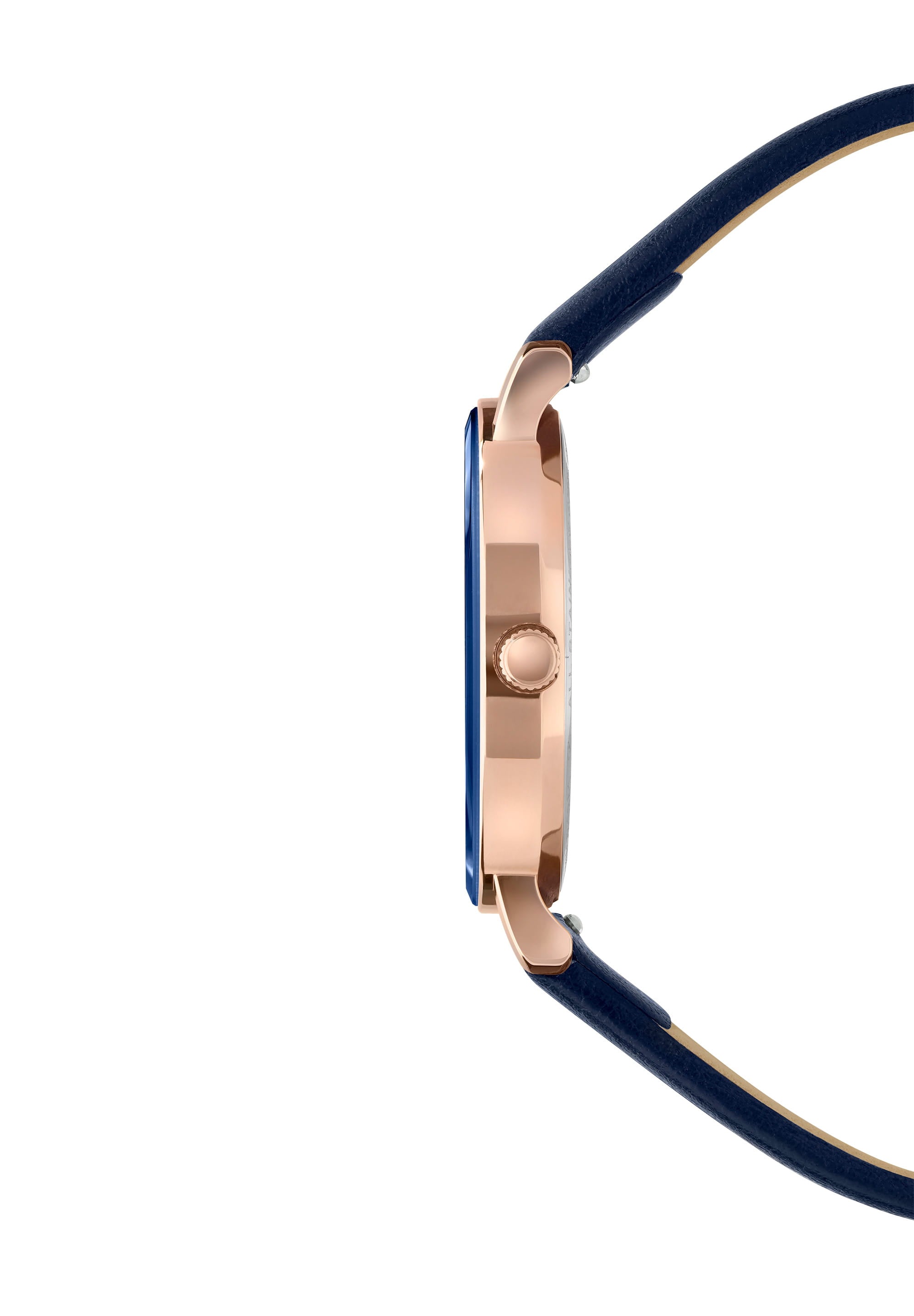 Alto Swiss Ladies Watch J4.386.M featuring a navy blue dial with gold indices and a smooth blue leather strap.