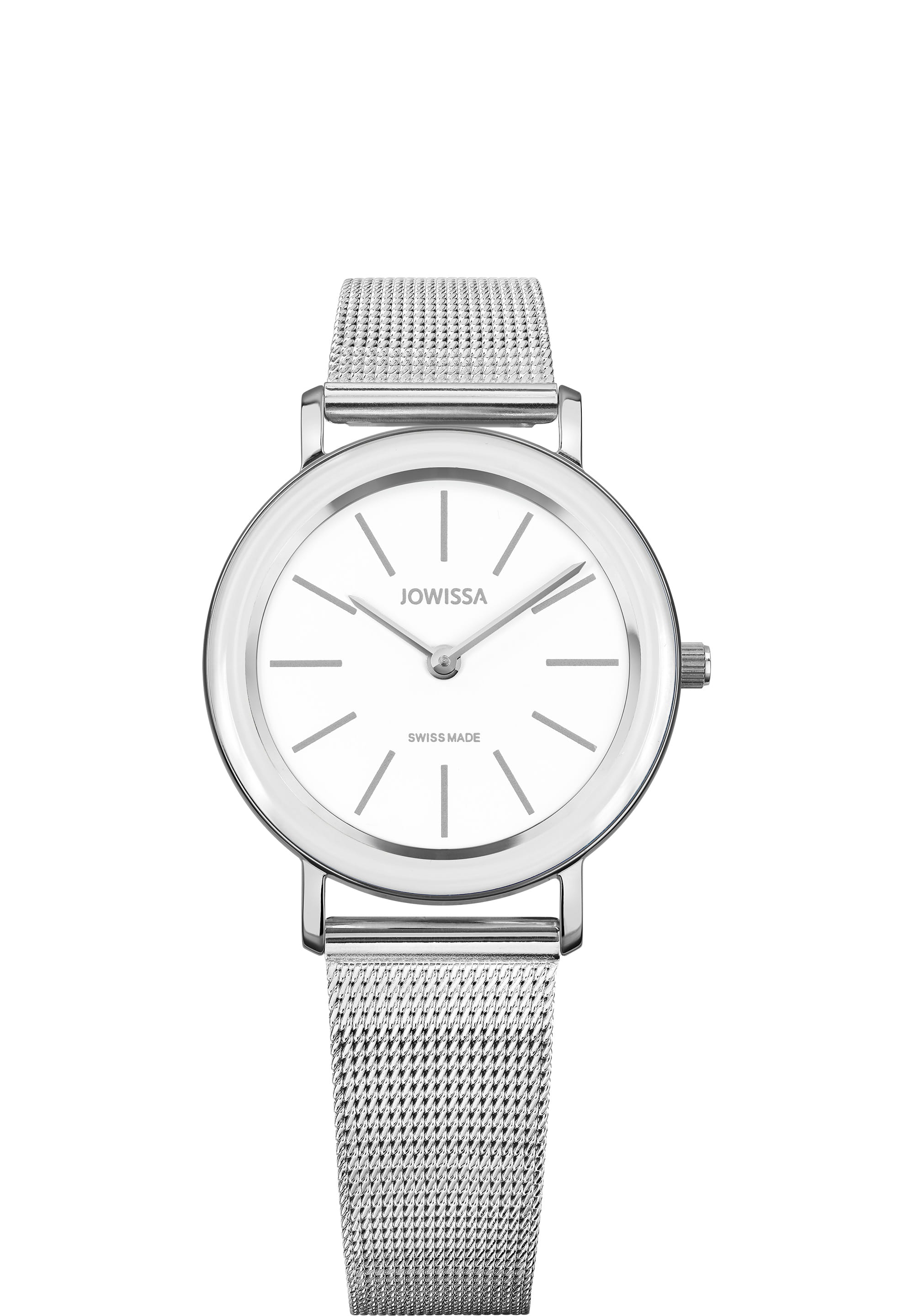 Alto Swiss Ladies Watch J4.395.M featuring a silver mesh bracelet and white dial, showcasing elegance and sophistication.