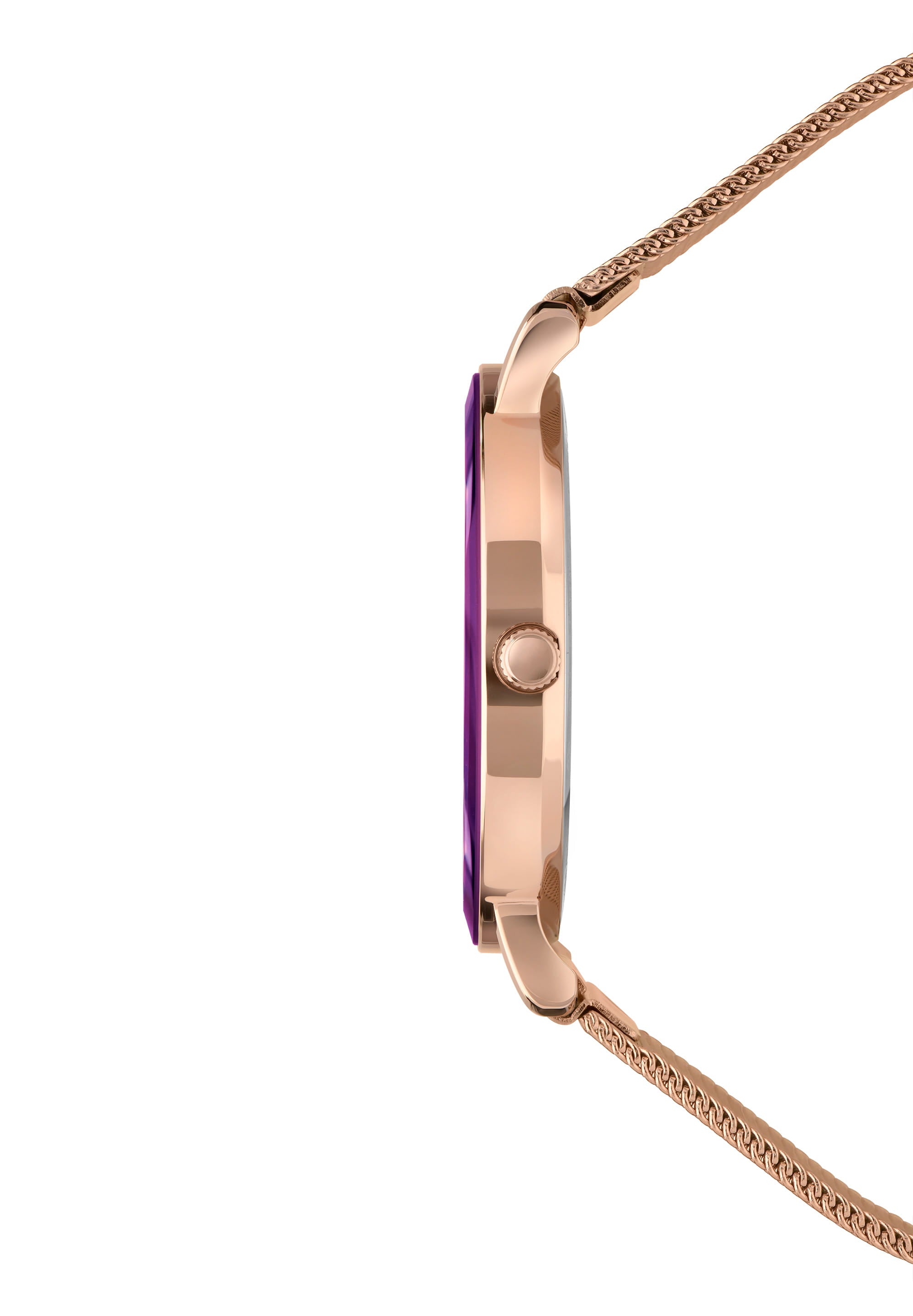 Alto Swiss Ladies Watch J4.397.L featuring a purple dial and rose-gold mesh bracelet, showcasing elegance and style.