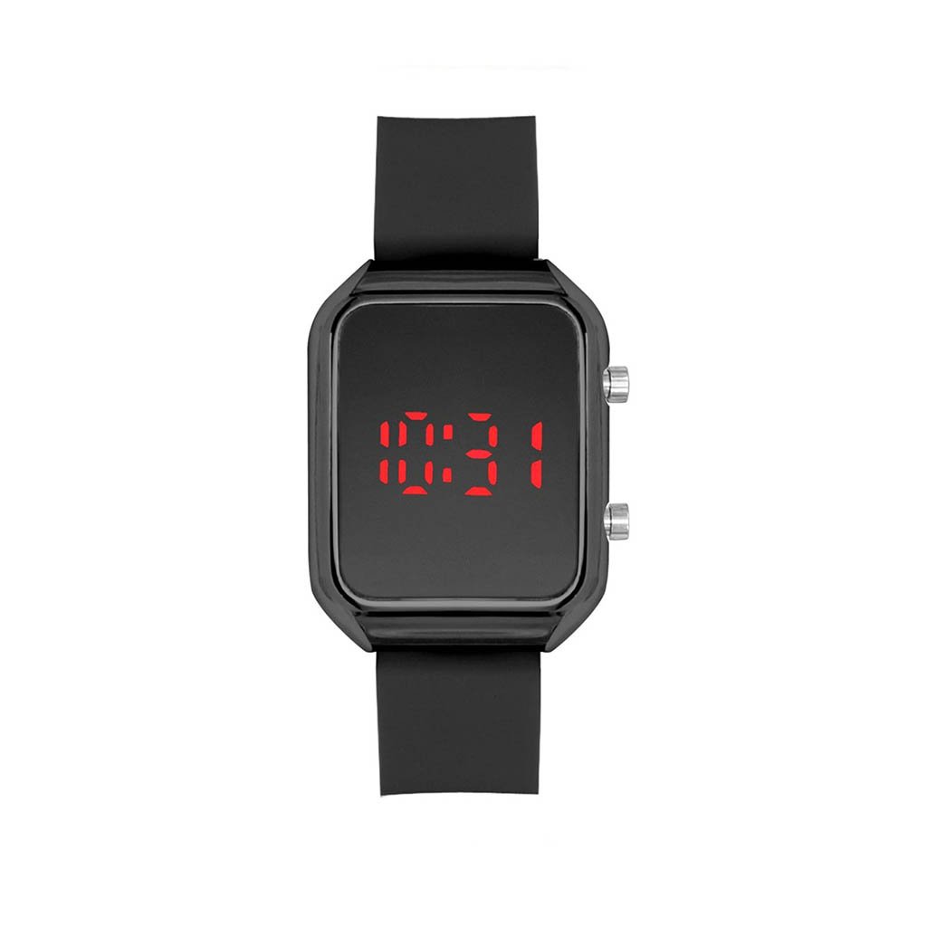 Anchorage LED watch featuring a black rubber band and black alloy case, showcasing a modern and sleek design.