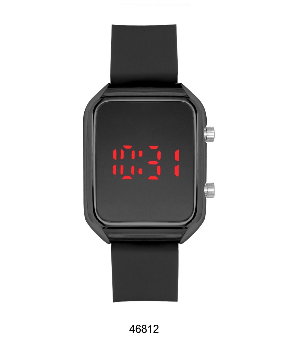 Anchorage LED watch featuring a black rubber band and black alloy case, showcasing a modern and sleek design.