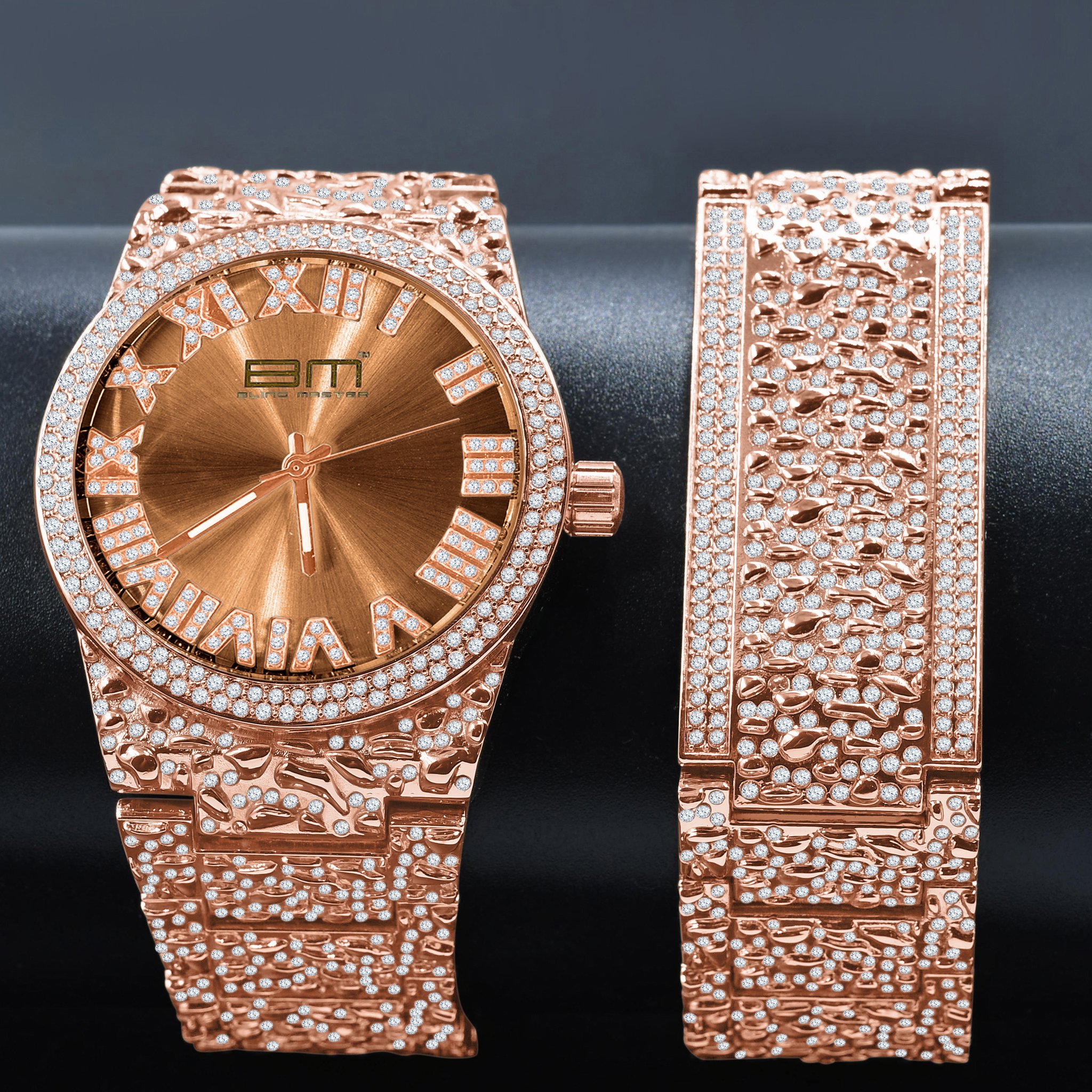 ARTERIAL BLING WATCH featuring a luxurious rose gold design with droplet theme, adjustable links, and elegant craftsmanship.