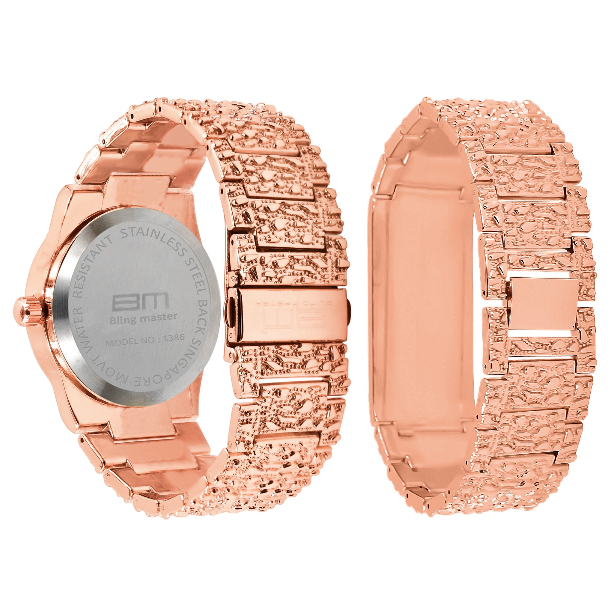 ARTERIAL BLING WATCH featuring a luxurious rose gold design with droplet theme, adjustable links, and elegant craftsmanship.