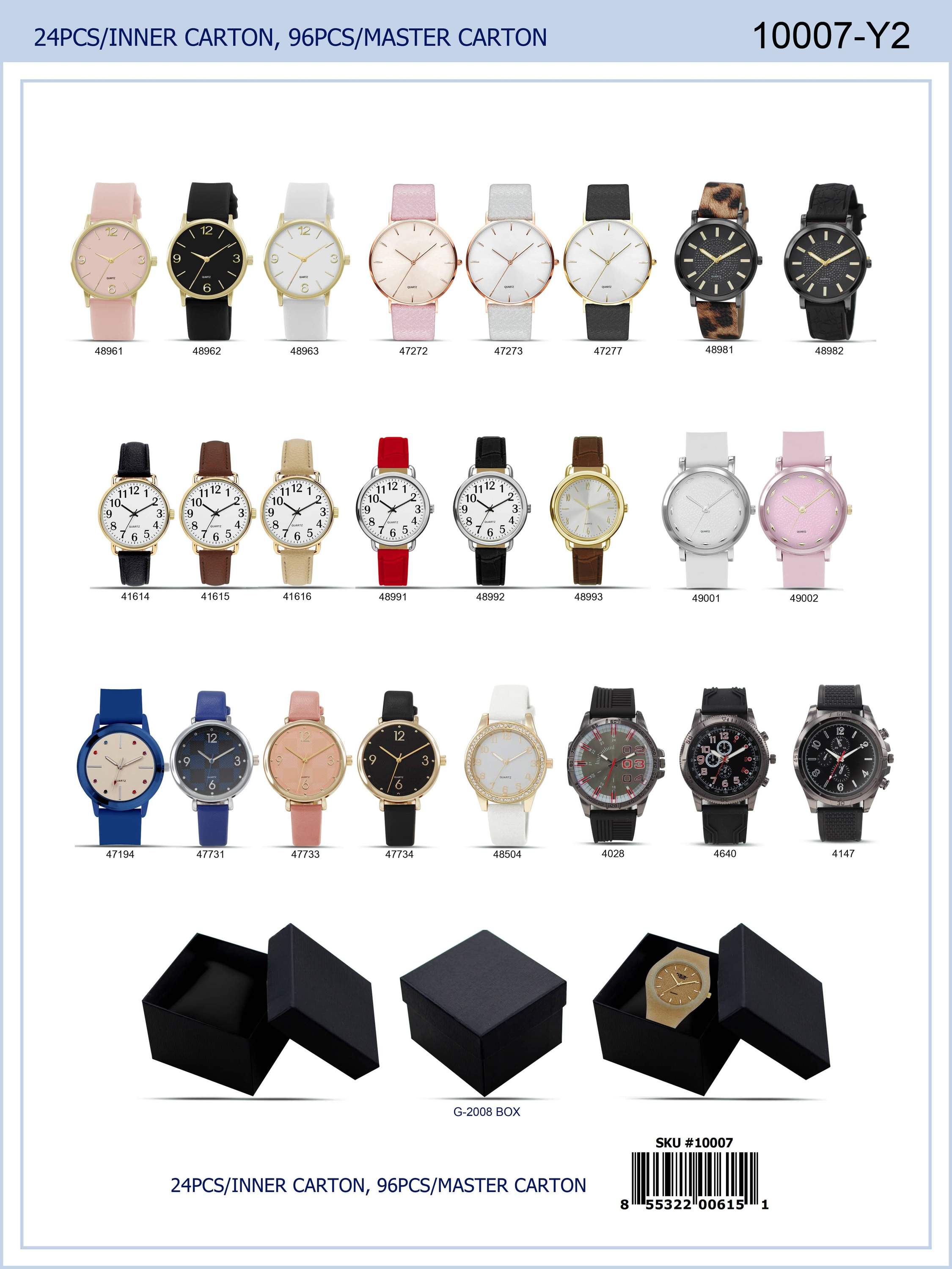 A collection of 24 assorted women's watches displayed in an elegant gift box, showcasing various styles and colors.