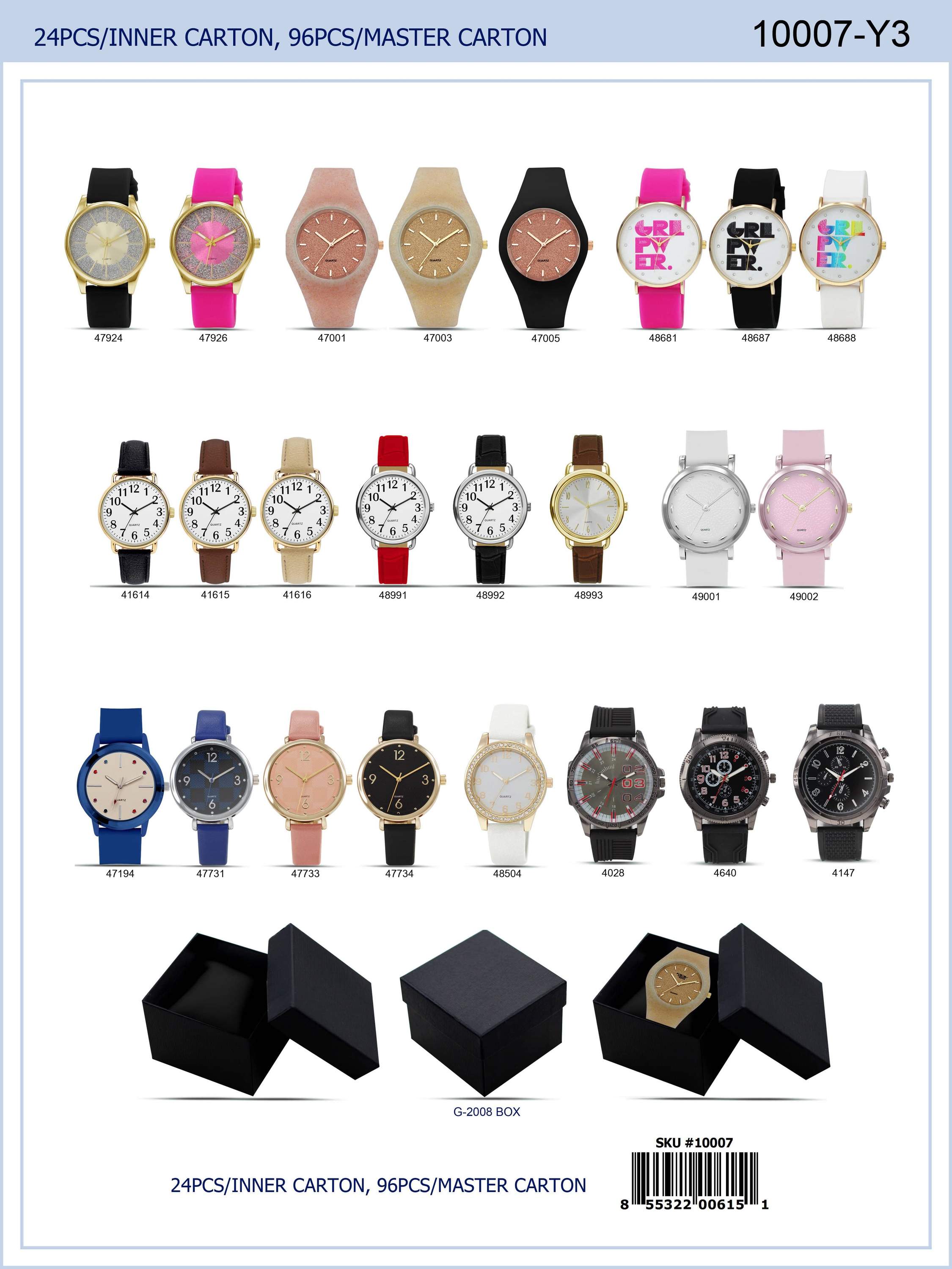 A collection of 24 assorted women's watches displayed in an elegant gift box, showcasing various styles and colors.