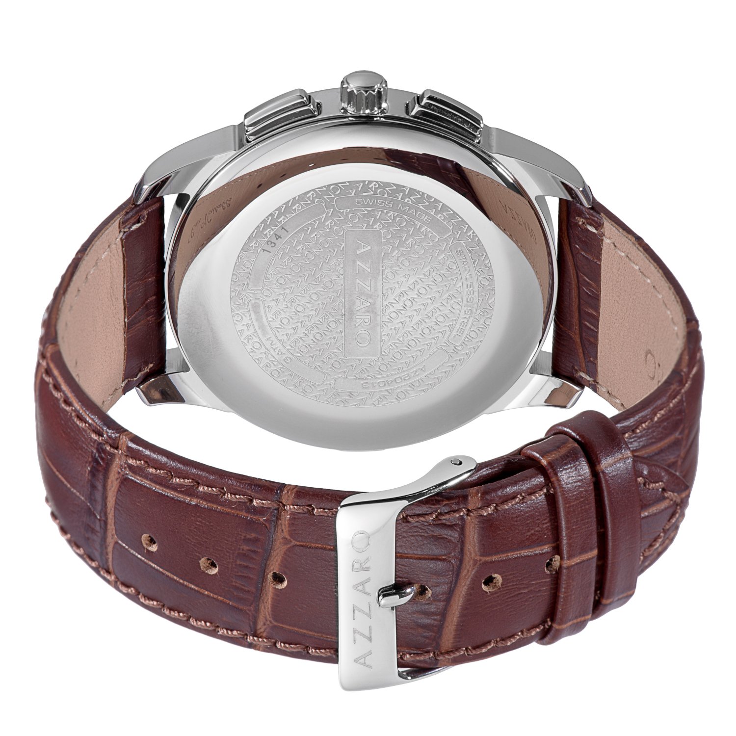 Azzaro Men's AZ2040.13AH.000 Legend watch featuring a white dial and brown leather strap, showcasing its elegant design.