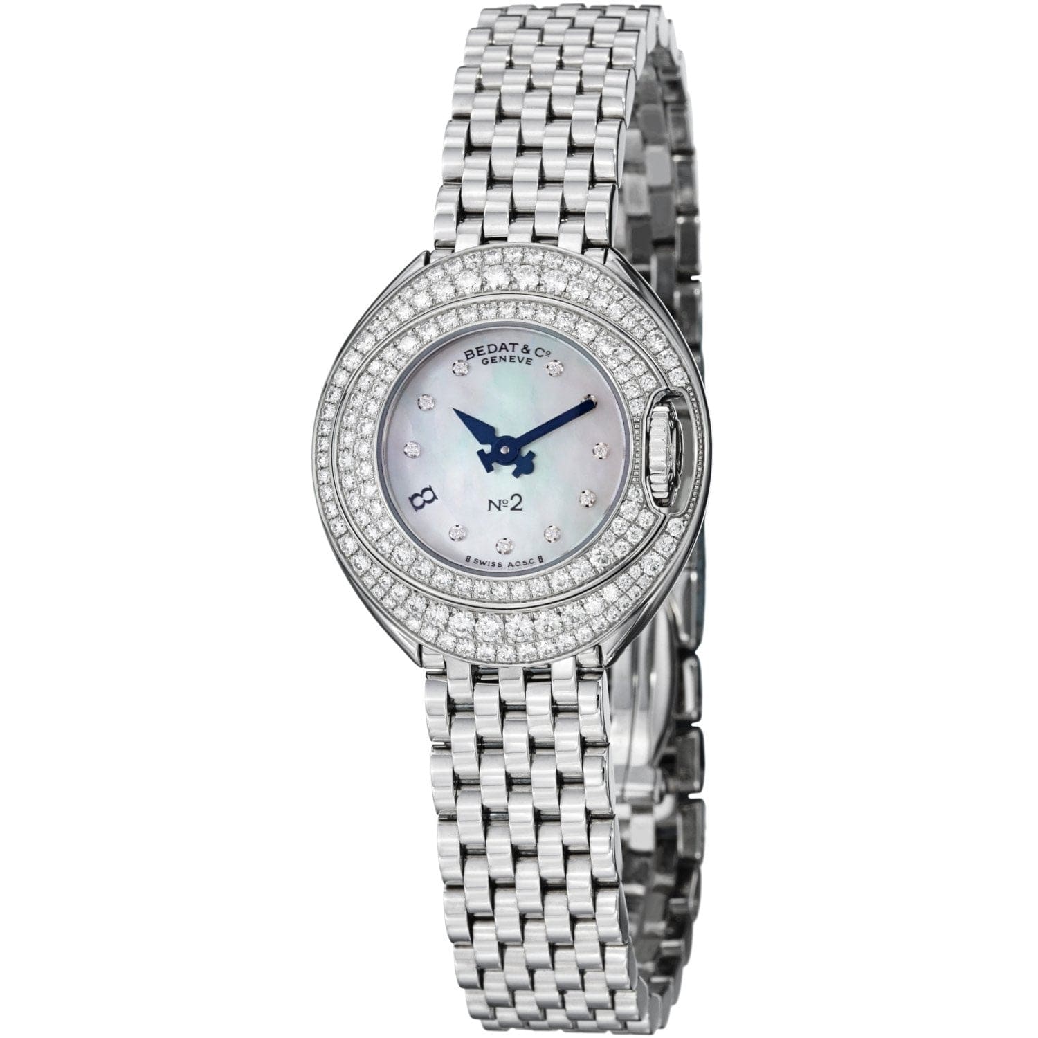 Bedat Women's 227.051.909 'No2' watch featuring a mother of pearl diamond dial and stainless steel case.