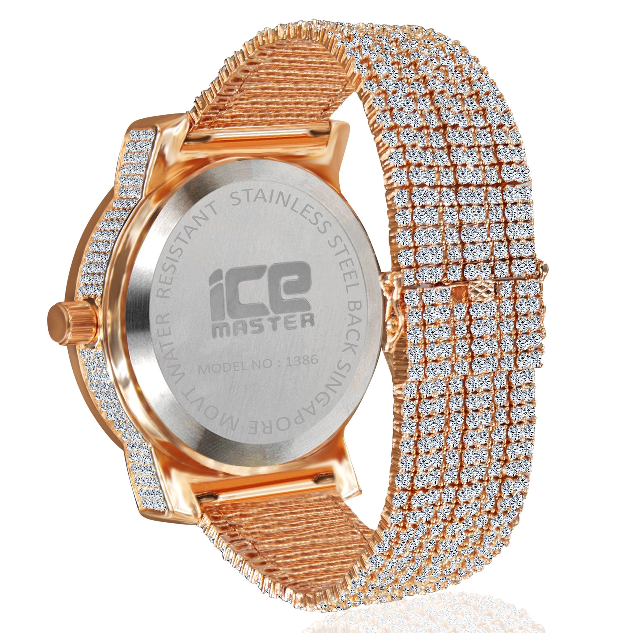 Beguiling CZ Watch featuring cubic zirconia stones on a stainless steel band, showcasing elegance and style.