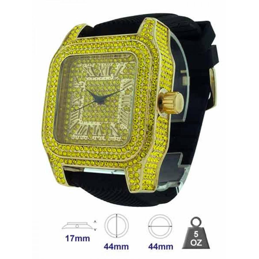 Bling Bling Iced Out Hip Hop Jelly Band Men's Fashion Watch with a stylish iced out design and durable jelly band.