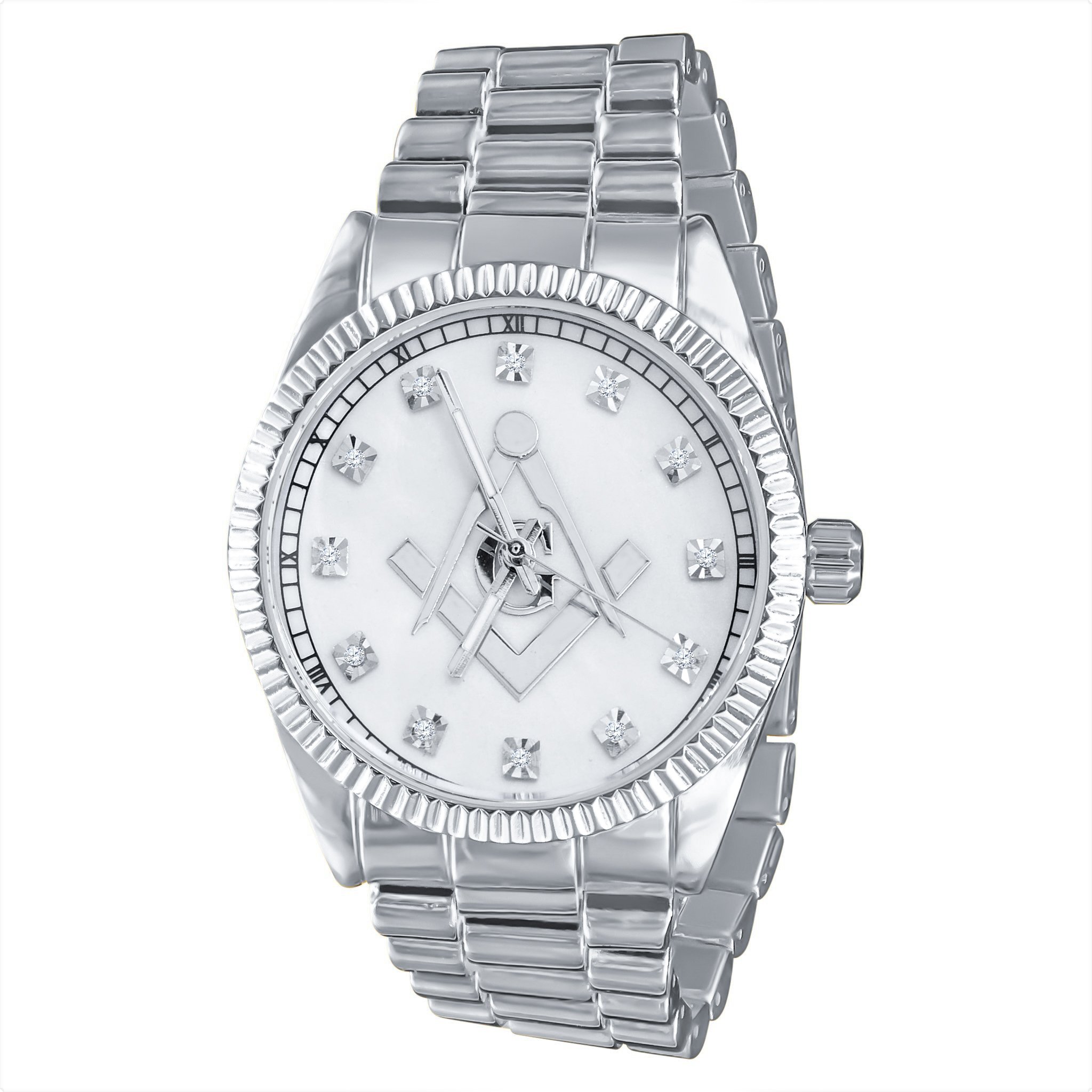 Bling Metal Band Watch with CZ stones and adjustable links, featuring a stylish design and Japanese movement.