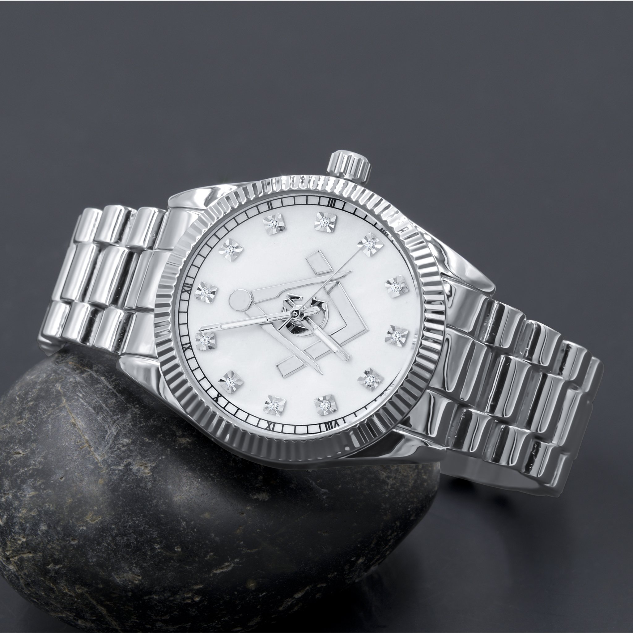 Bling Metal Band Watch with CZ stones and adjustable links, featuring a stylish design and Japanese movement.