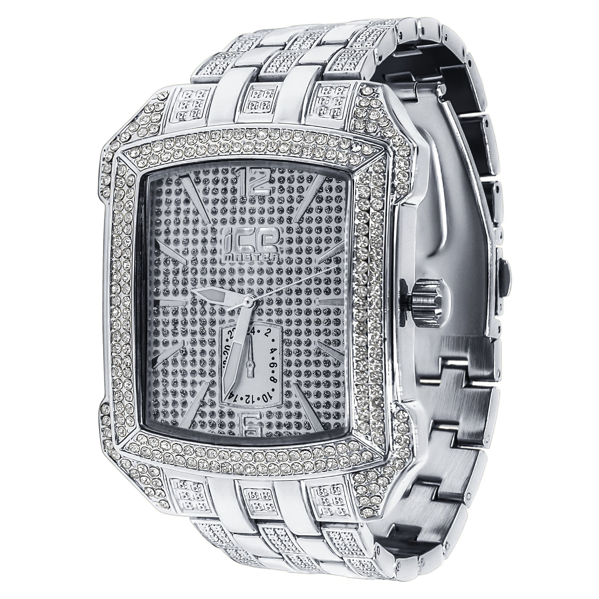 Bling Metal Band Watch featuring CZ accents, solid alloy construction, and adjustable links, showcasing its elegant design and durability.