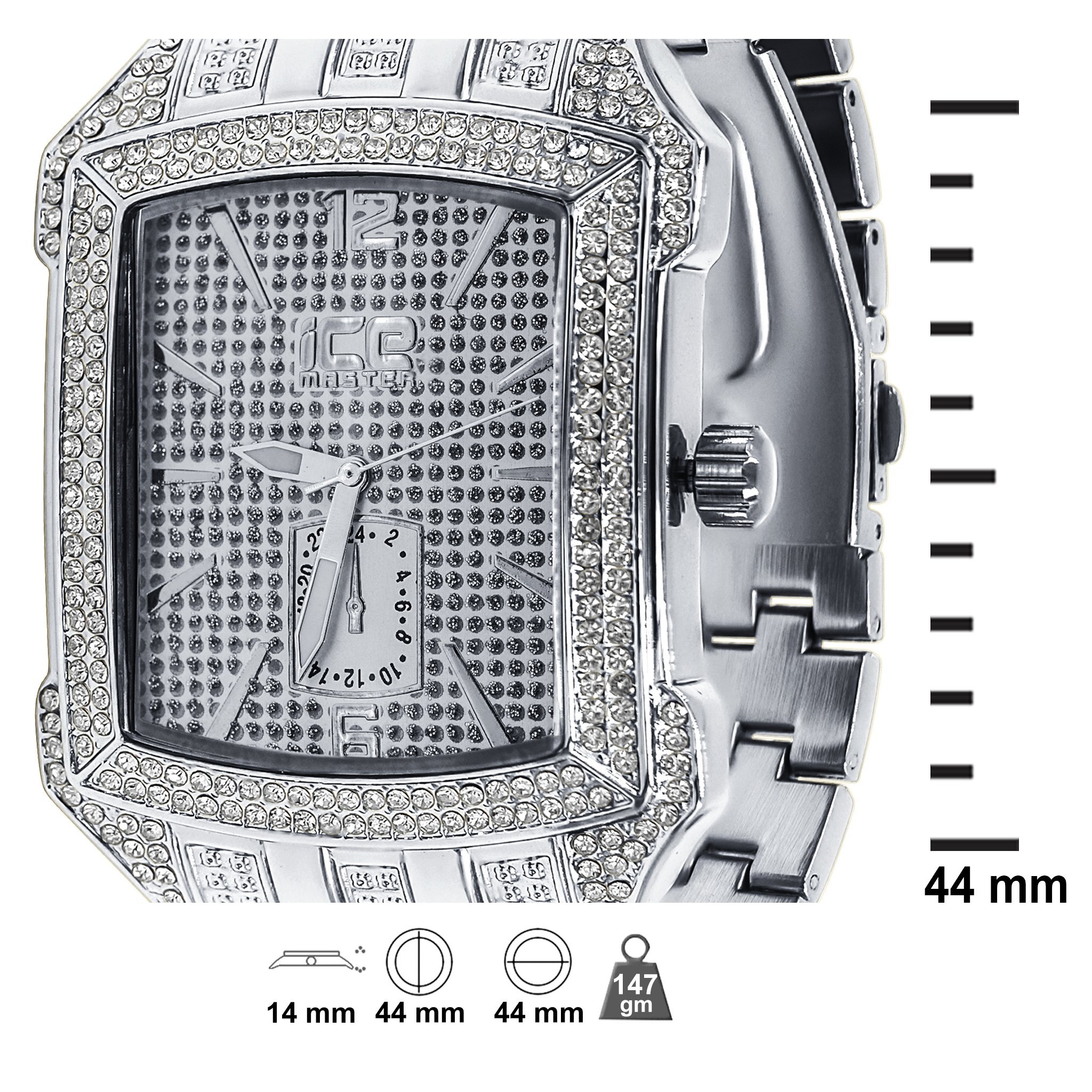 Bling Metal Band Watch featuring CZ accents, solid alloy construction, and adjustable links, showcasing its elegant design and durability.