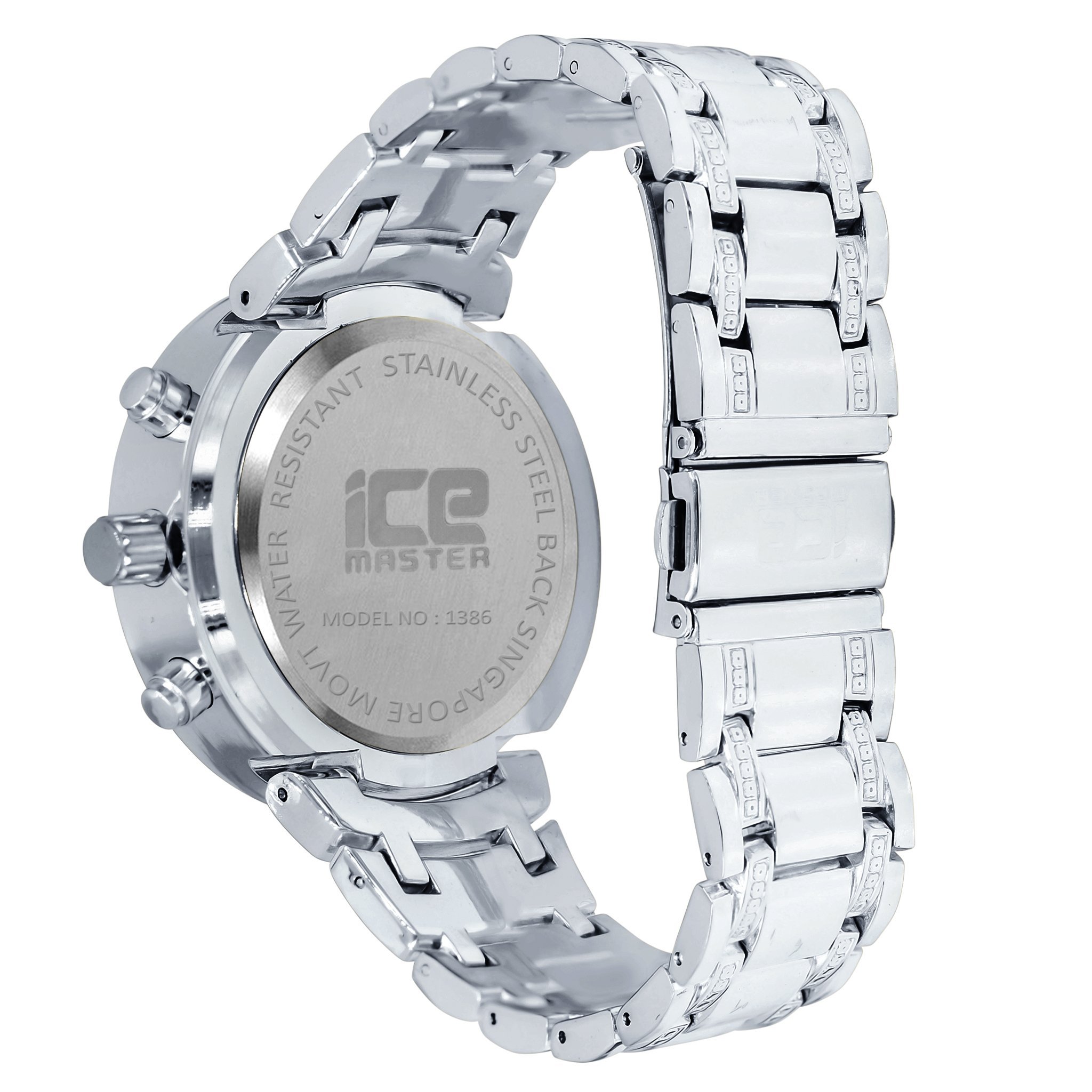 Bling Metal Band Watch for Men with CZ accents, featuring a solid alloy construction and adjustable links for a perfect fit.