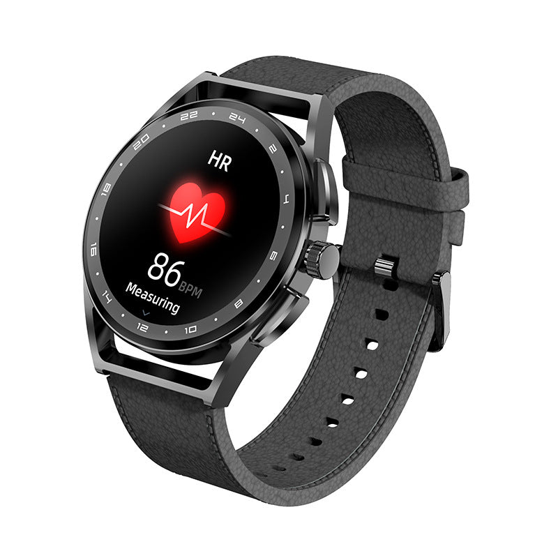 Blood Oxygen Monitoring Sports Watch with a 1.32-inch tempered glass screen and silicone wrist strap, designed for fitness tracking.