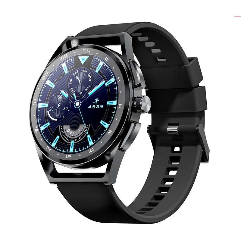 Blood Oxygen Monitoring Sports Watch with a 1.32-inch tempered glass screen and silicone wrist strap, designed for fitness tracking.